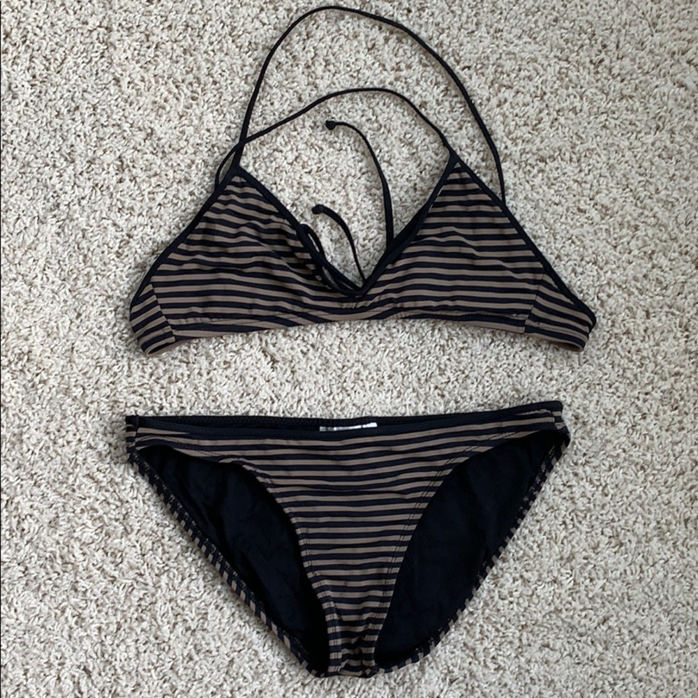 Robin Piccone stripe cross back tie bikini M